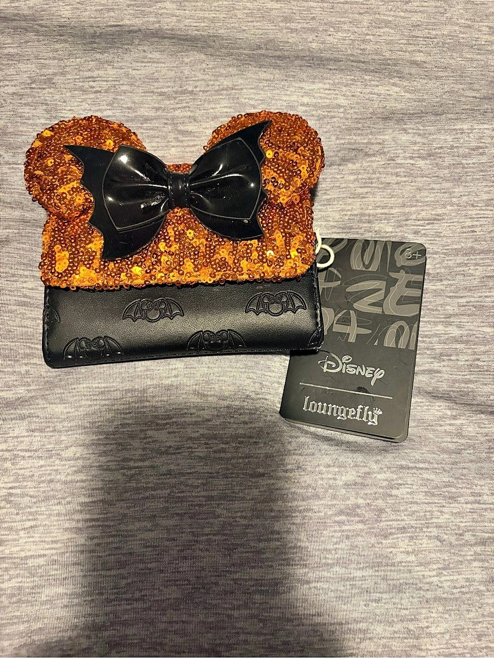 Loungefly Minnie Mouse Sequin Bow Wallet Orange & Black NWT Wallet